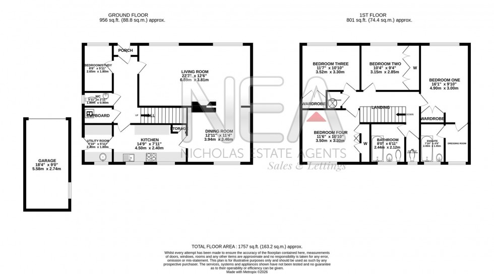 Floorplan for Upper Warren Avenue, Caversham, Reading